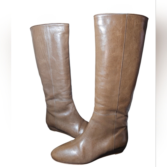 Loeffler Randall Shoes - Loeffler Randall Matilde Brown Mocha Leather Wedge Pull-On Boots Size 7.5
